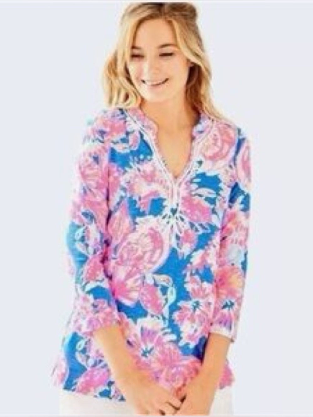 Lilly Pulitzer Kaia Knit Tunic Top Women’s XL Bennet Blue Bay Dreamin